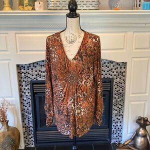 Rafaella animal‎ print with gorgeous embellishment, size XL, EUC